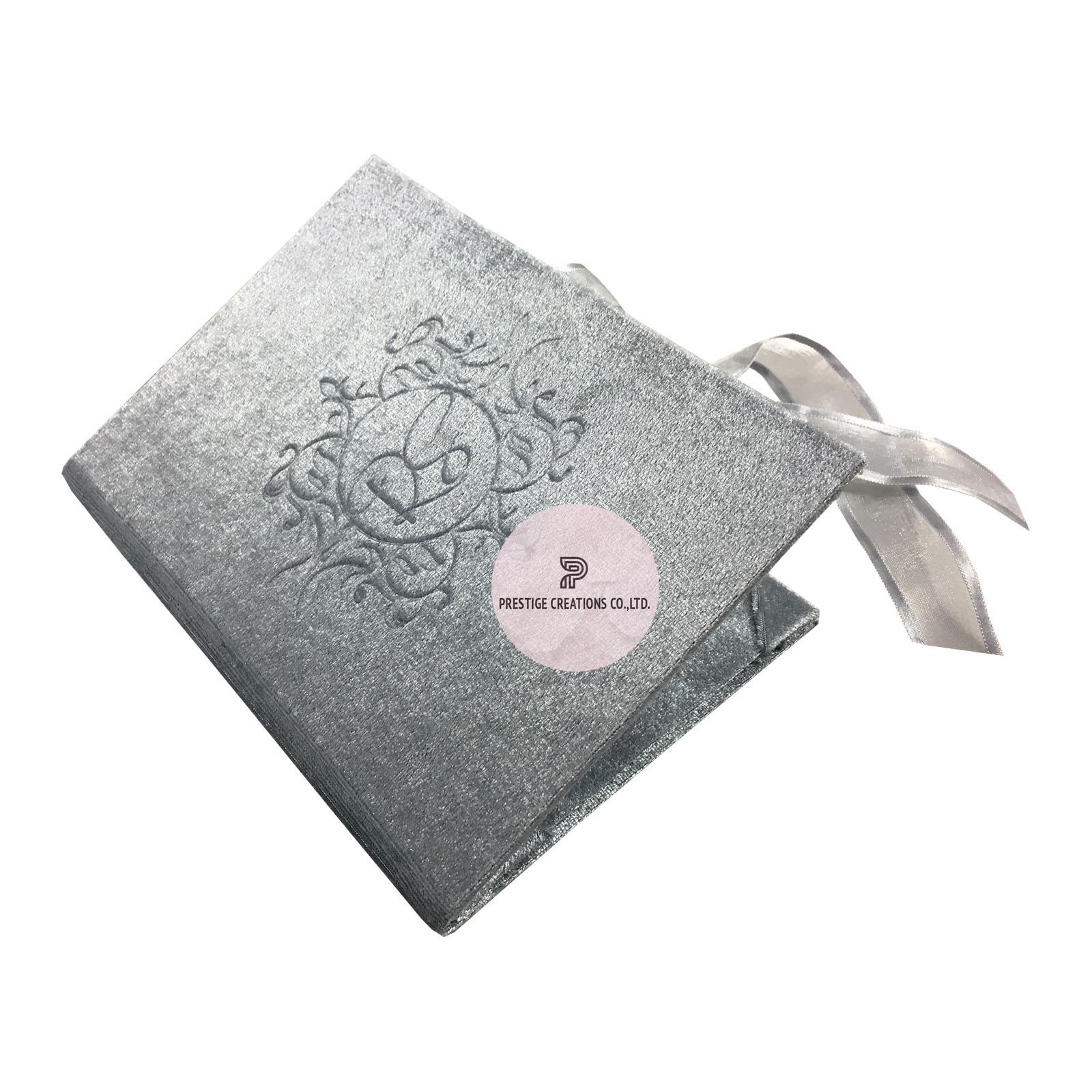Blind Embossed Monogram Velvet Wedding Invitation Folder