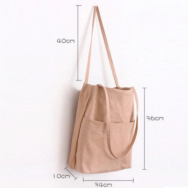 Large Cotton Canvas Tote Bag With Shoulder Handle