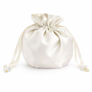 Plain ivory silk pouch