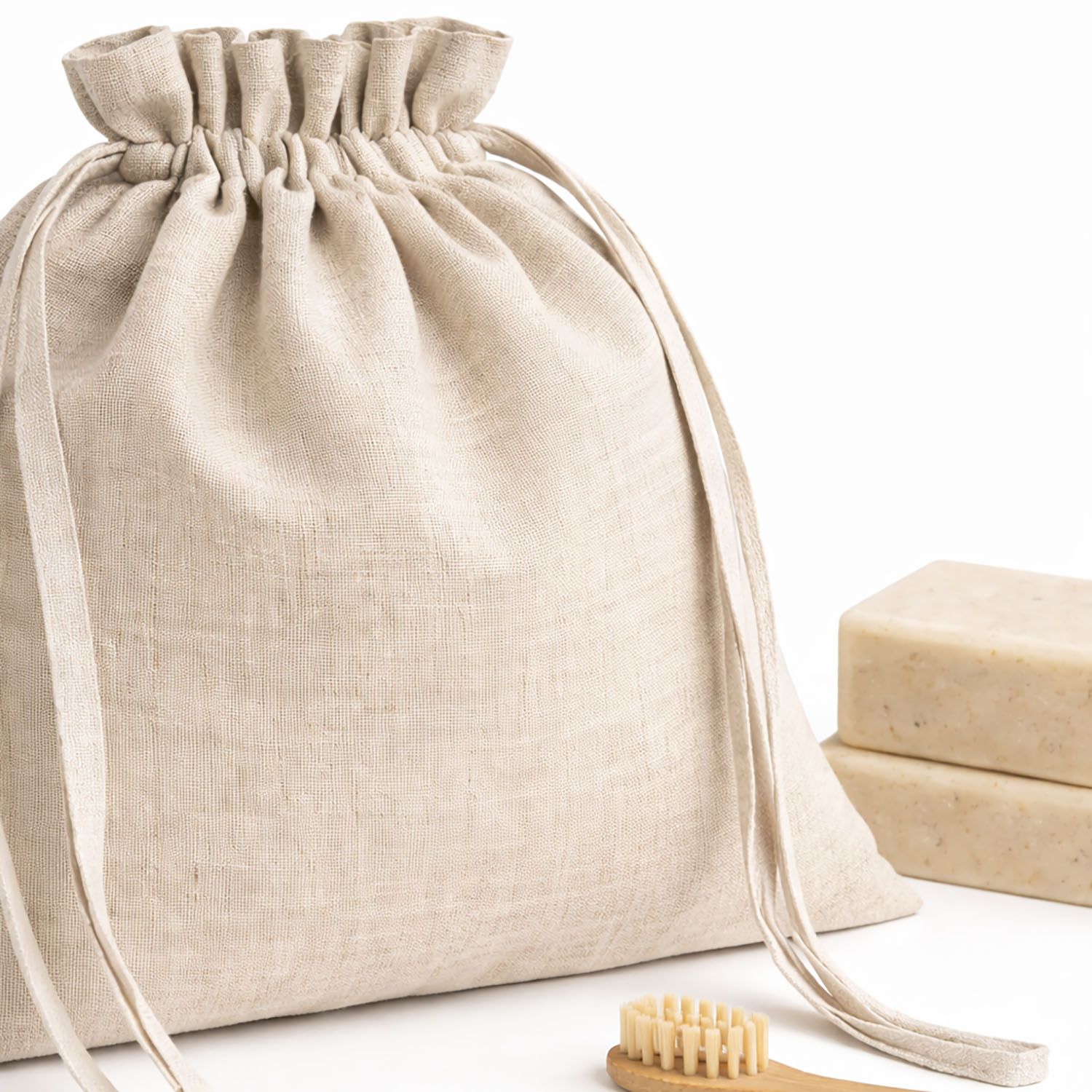 Linen drawstring bag from Chiang Mai, Thailand