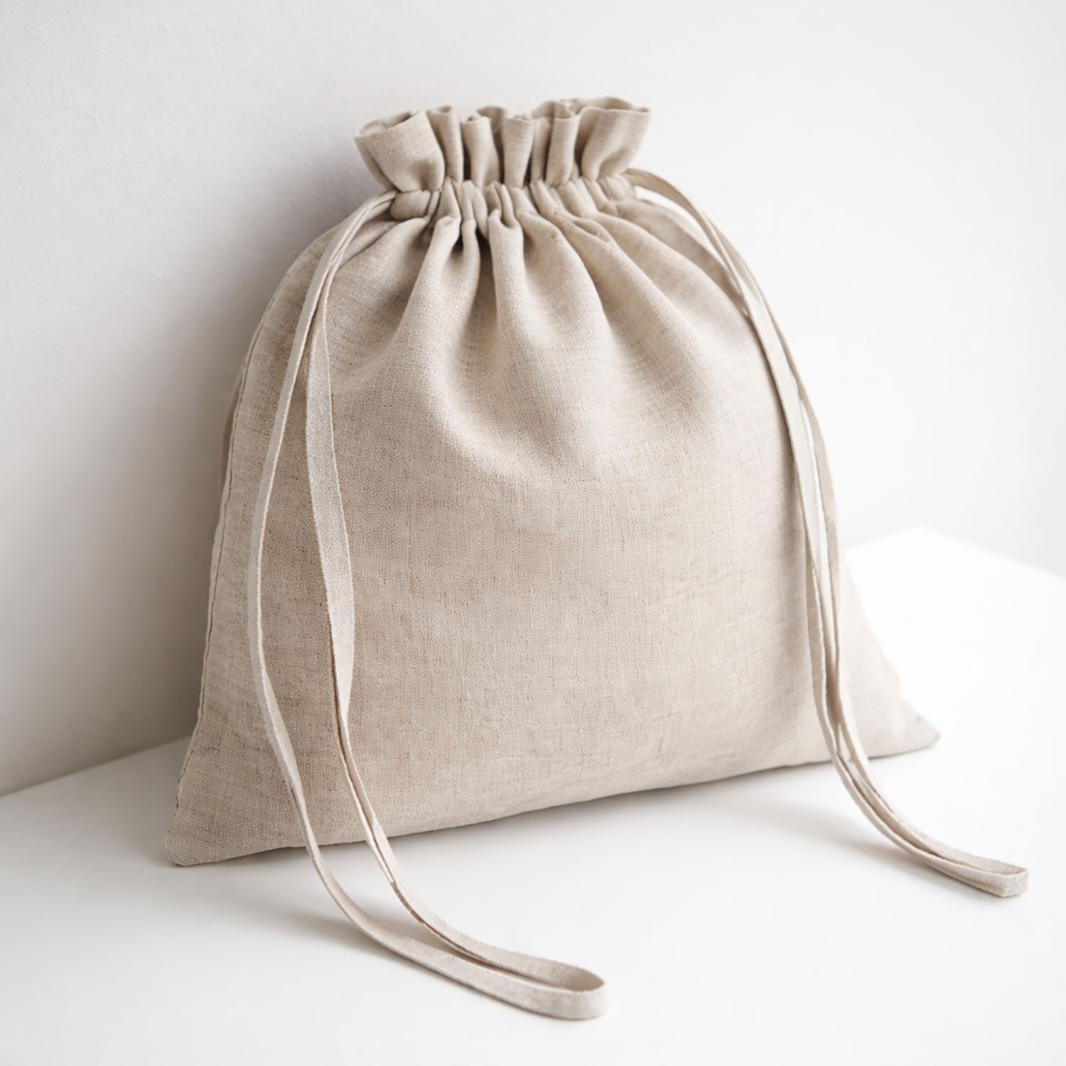 Natural linen drawstring bag for soap and spa packaging