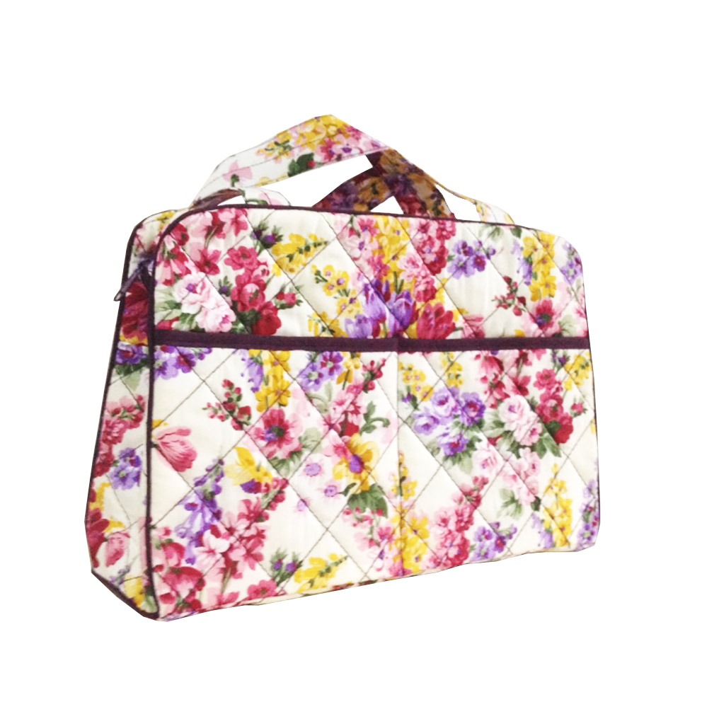 Quilted Handbag With Flower Motive Cotton & Shoulder Straps Wholesale