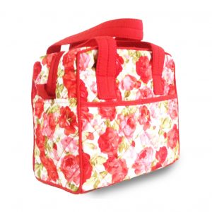 quilted rose pattern printed cotton handbag