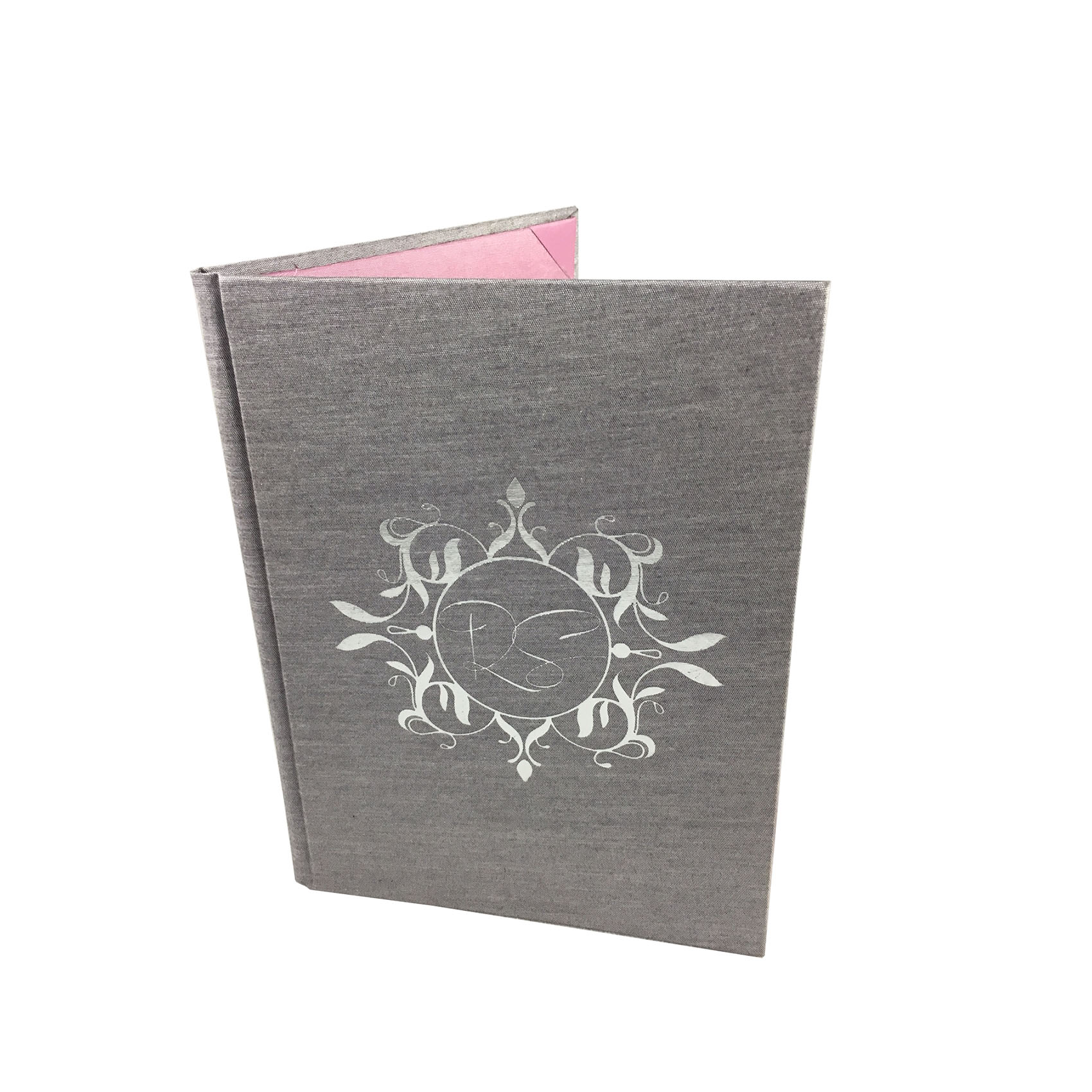 Blind Embossed Monogram Velvet Invitation Pocket Folder