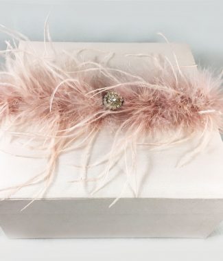 Blush pink luxury feather silk wedding box