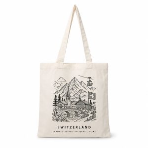 Custom printed Swiss cotton canvas tote bag
