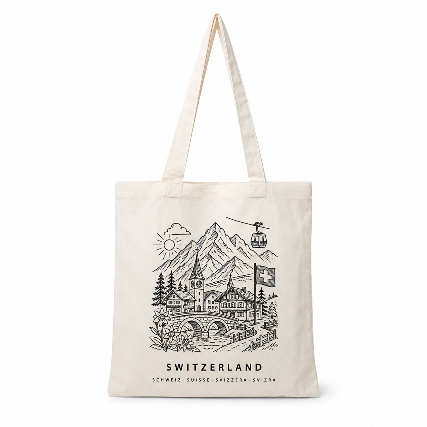 Custom printed Swiss cotton canvas tote bag
