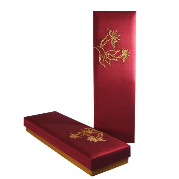 Metallic gold embroidered lift lid Thai silk box