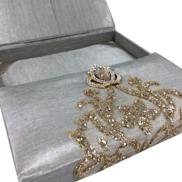 Luxury silver and gold wedding box for invitation cards