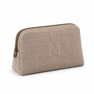 Monogram Embroidered Customized Hemp Cosmetic Bag