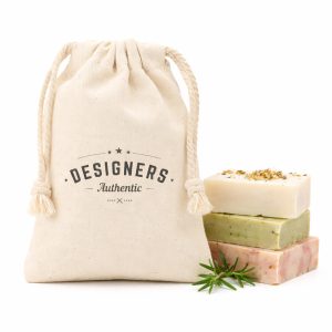 Custom logo printed cotton drawstring bag for packaging