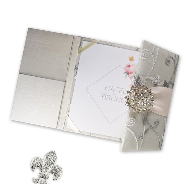 Lace wedding invitation folio