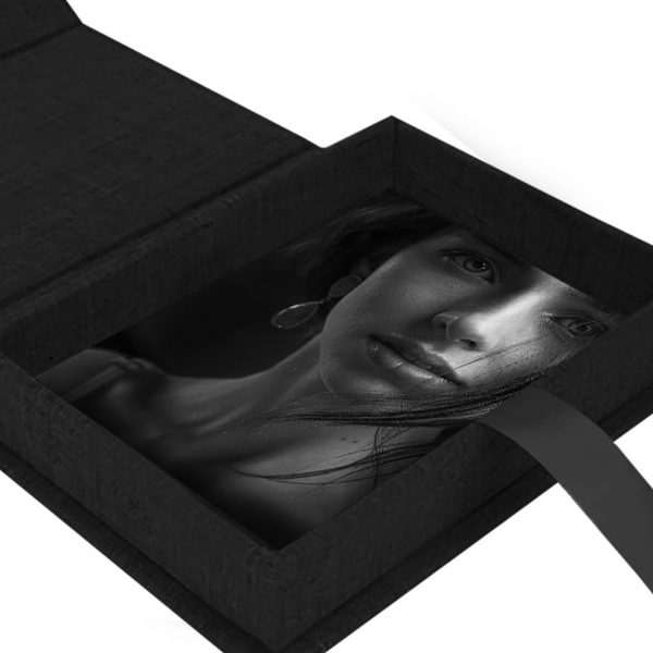 Black linen box for photo prints