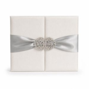Silk Pocket Folder | White & Silver Wedding Invitation Folder