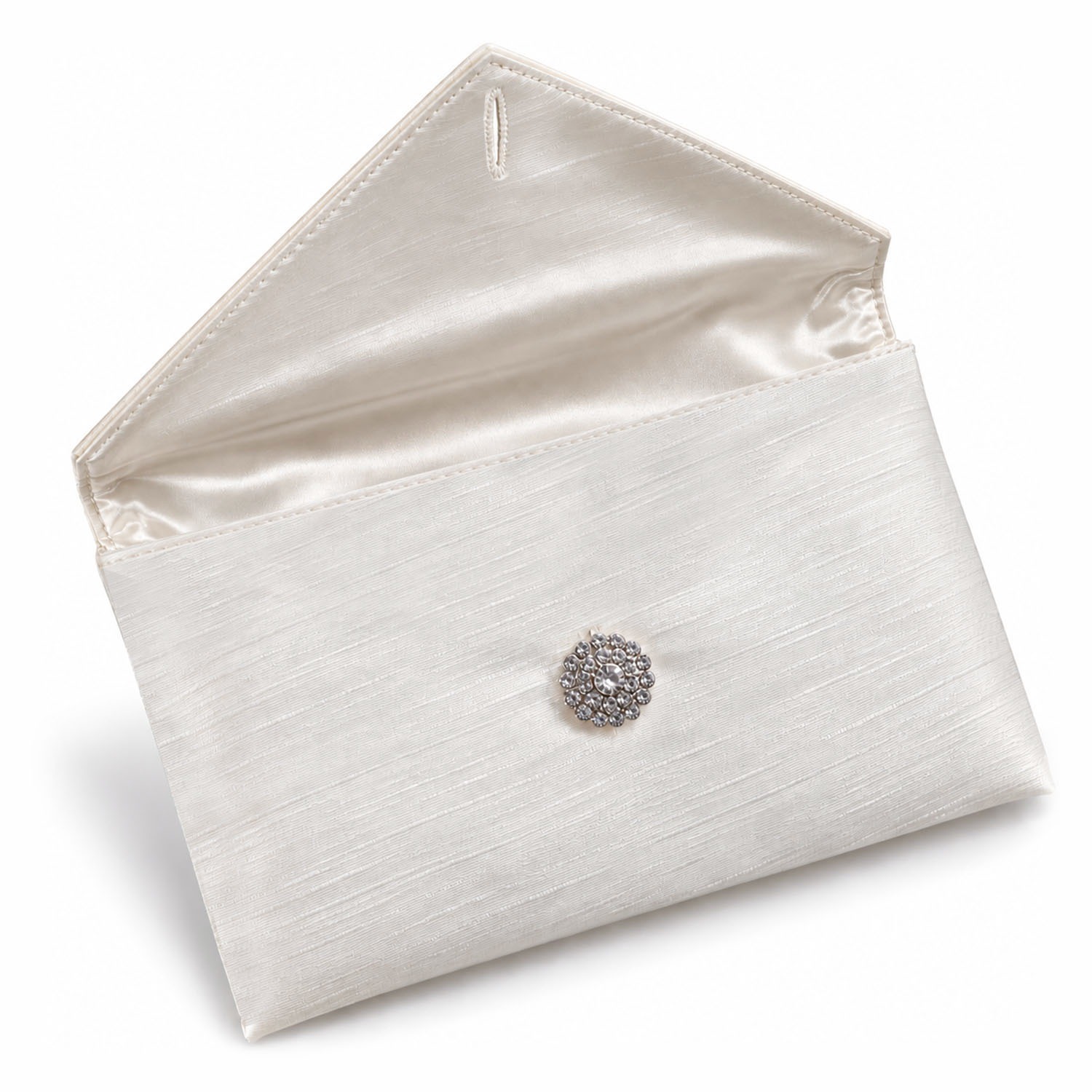white silk envelope pouch