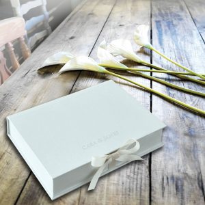 grey linen wedding box