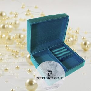 aqua blue silk jewellery box