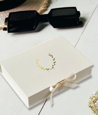Gold foil stamped leatherette wedding box