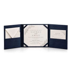 Navy Blue Custom Silk Invitation Folio with RSVP Pocket