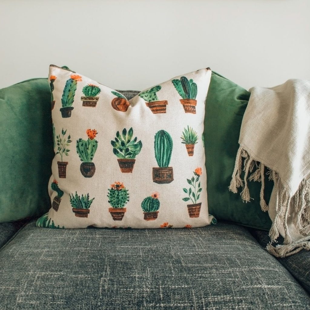 printed hemp cushion cover