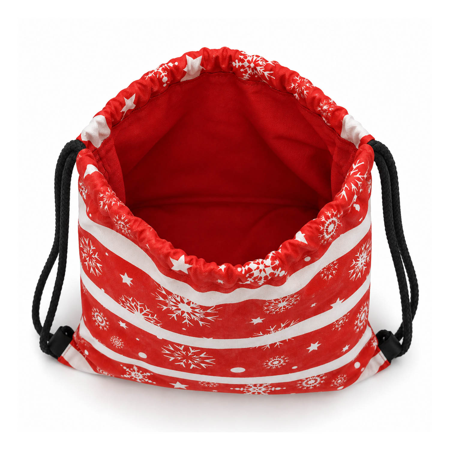 Custom Printed Christmas Theme Cotton Drawstring Backpack