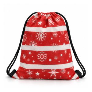 Custom Printed Red Cotton Drawstring Backpack