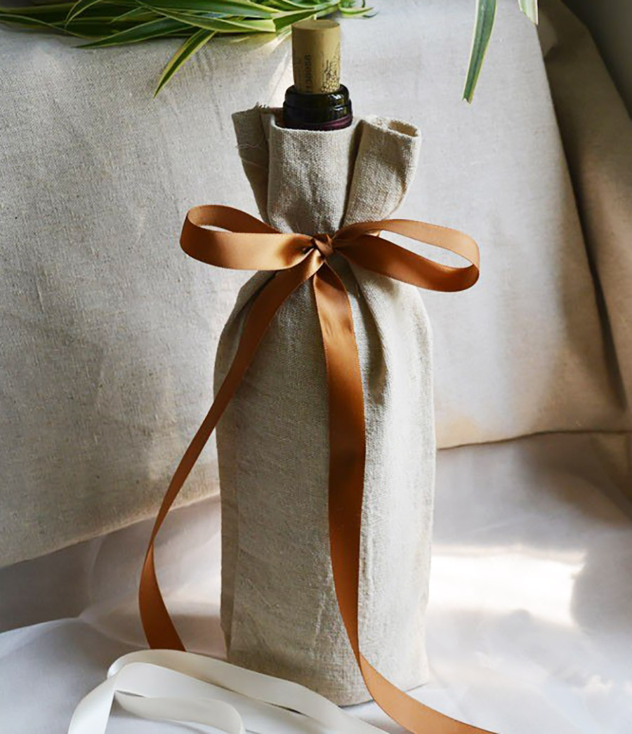 Linen Fabric Wine Bottle Bag