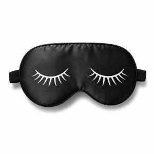 Black Silk Sleeping Mask with Eyelash Print
