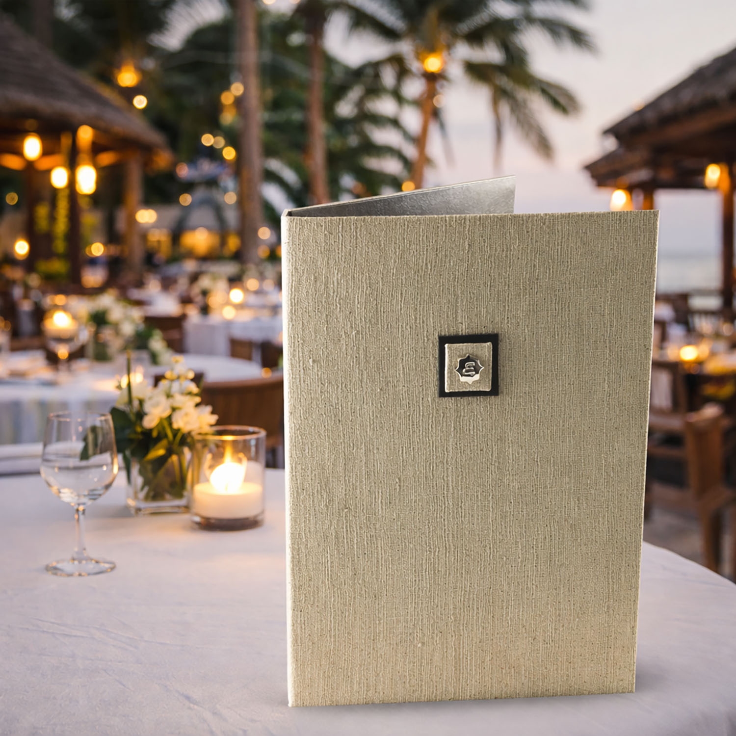 Custom menu holder for hotels and resorts, handcrafted in Chiang Mai, Thailand