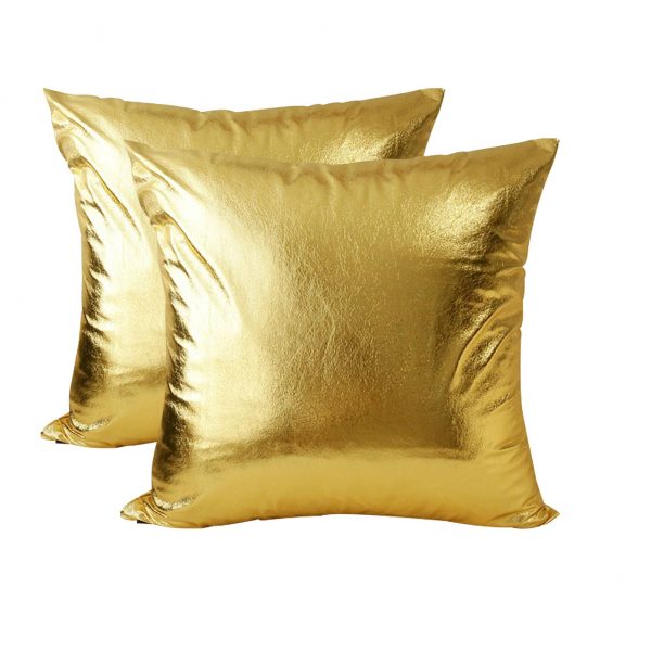 Golden leather pillow cover