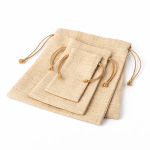 Custom size 100% hemp fabric drawstring bags from Thailand