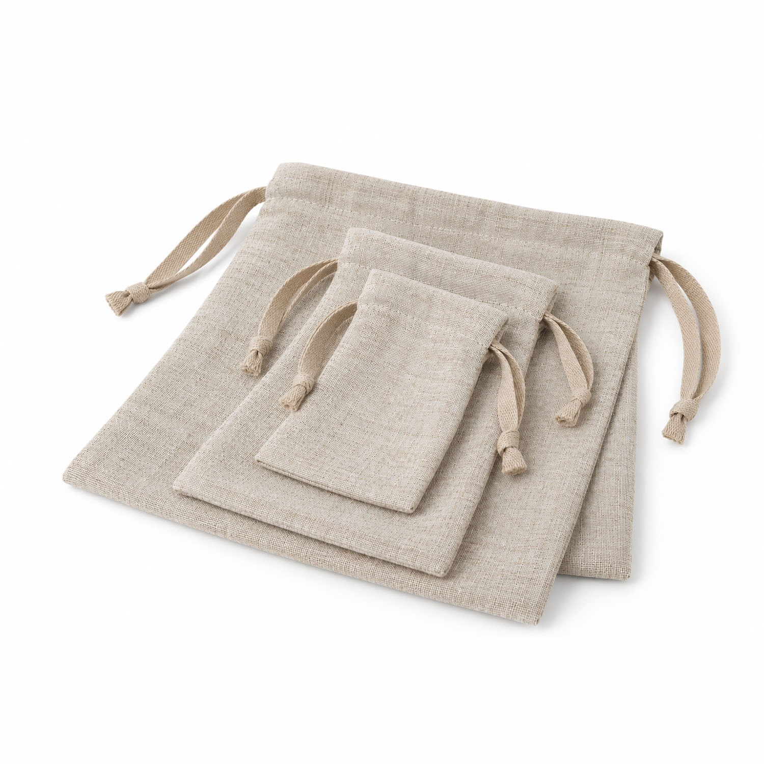 oatmeal hemp drawstring bags