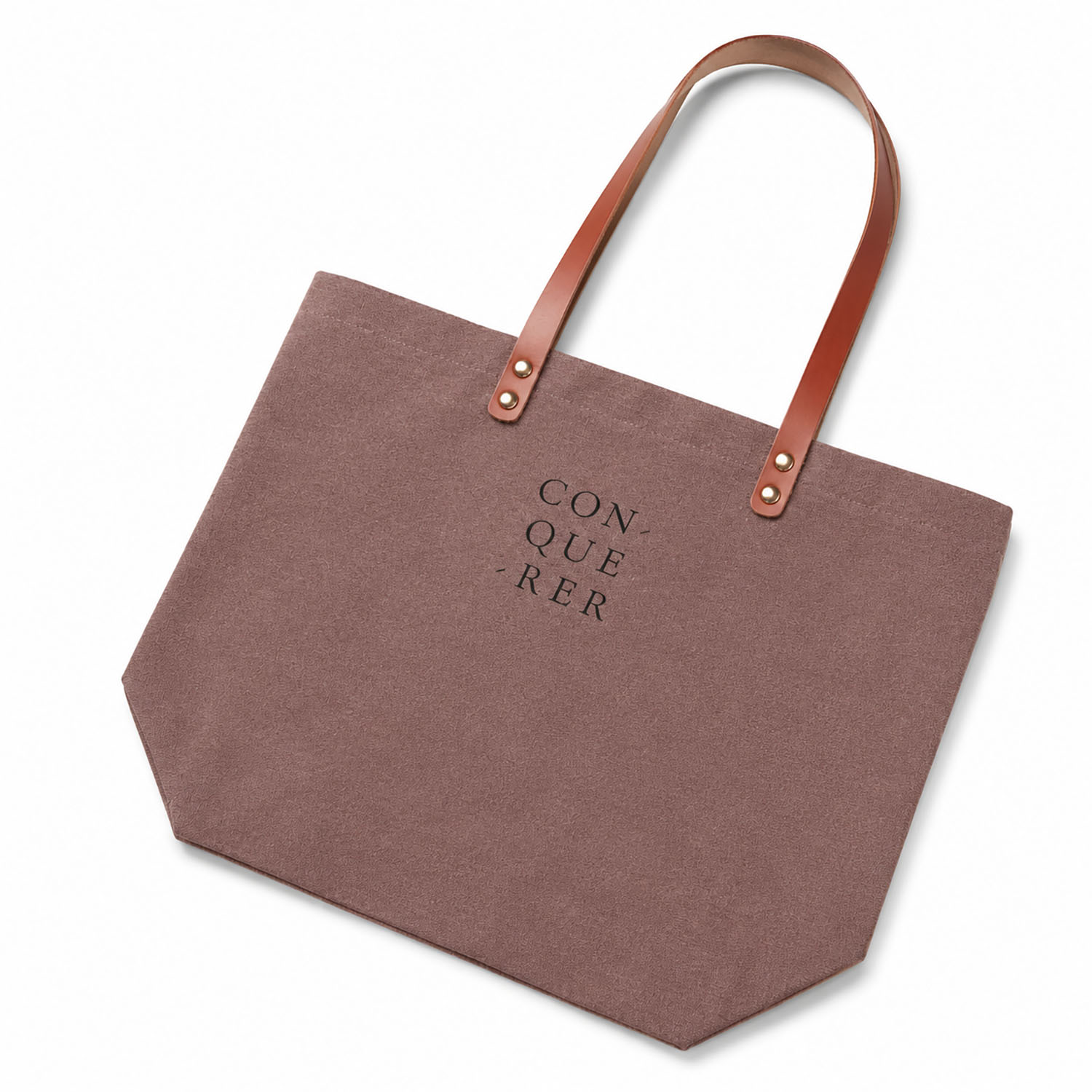 brown canvas tote bag with leather handles