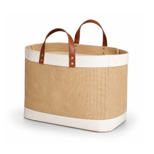 Durable Jute Grocery Bag with Leather Handles