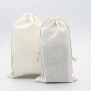 Personalized friendly linen drawstring bags