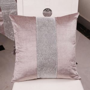 Velvet pillow cover with crystal decoration