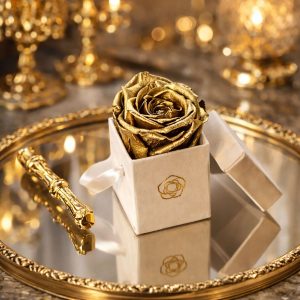 Single Bloom Suede Flower Box with Gold Foil Stamp