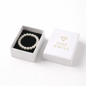 Gold Foil Stamped White Paper Bracelet Box