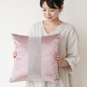 Asian velvet cushion with crystal band decoration from Thailand