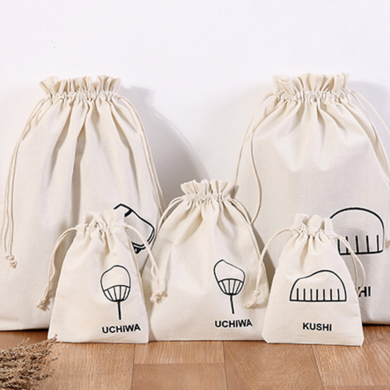 Natural Cotton Drawstring Bags - W15cm*H25cm (6x10inches)