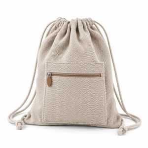 Hemp drawstring backpack with front view