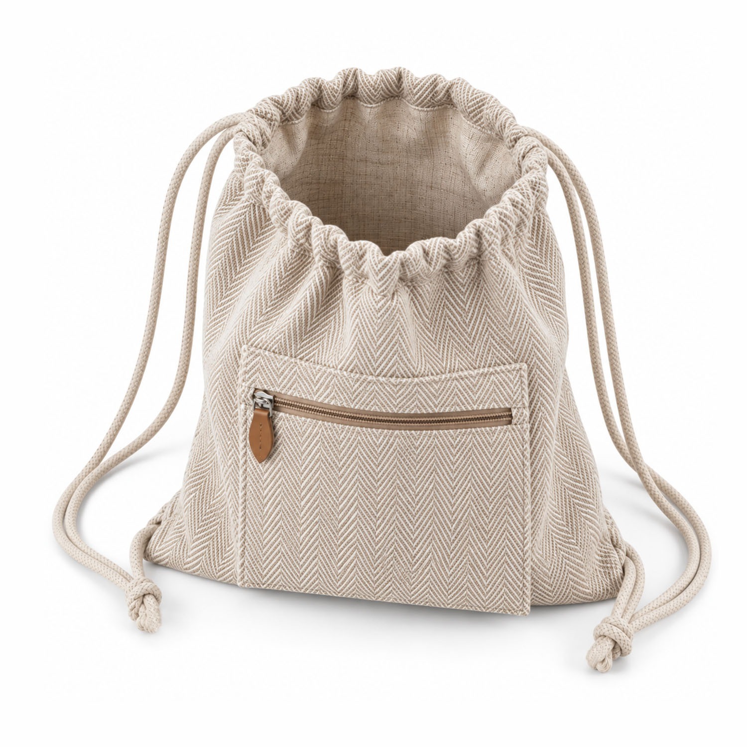 hemp drawstring backpack interior look
