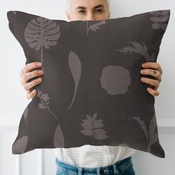 Graphic printed linen cushion cover