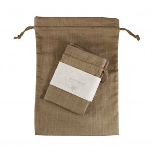 Drawstring textile bag with hemp