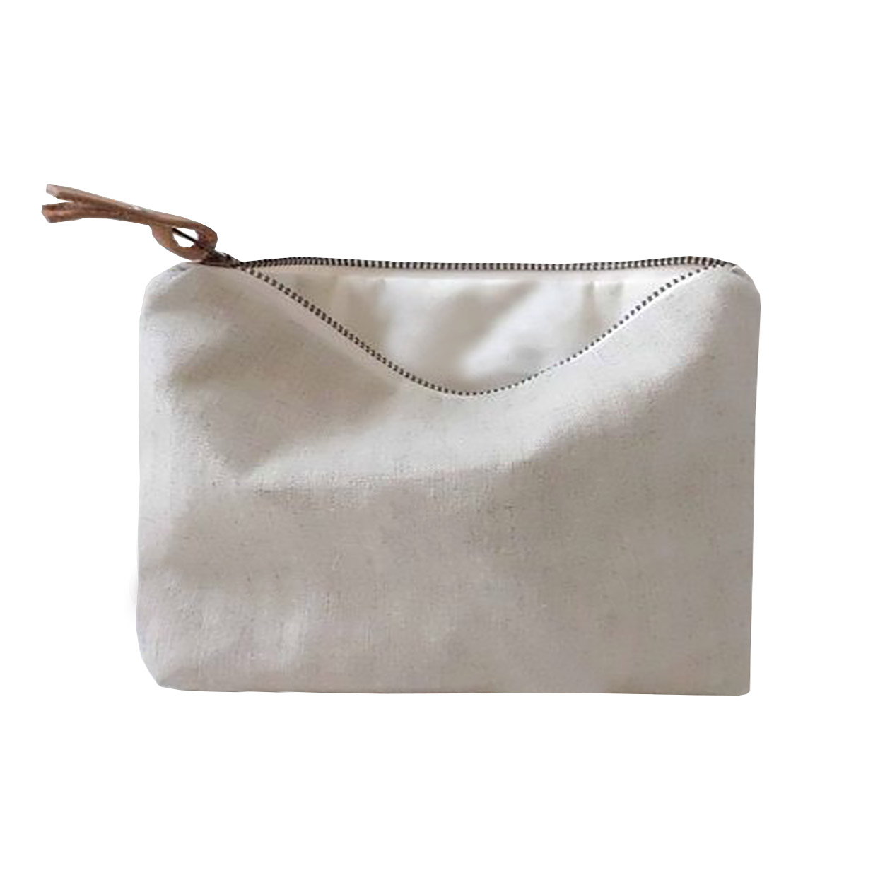 White Linen Pochette Natural Cosmetic Bag Makeup Bag With 