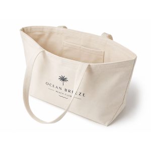 interior look of canvas beach bag