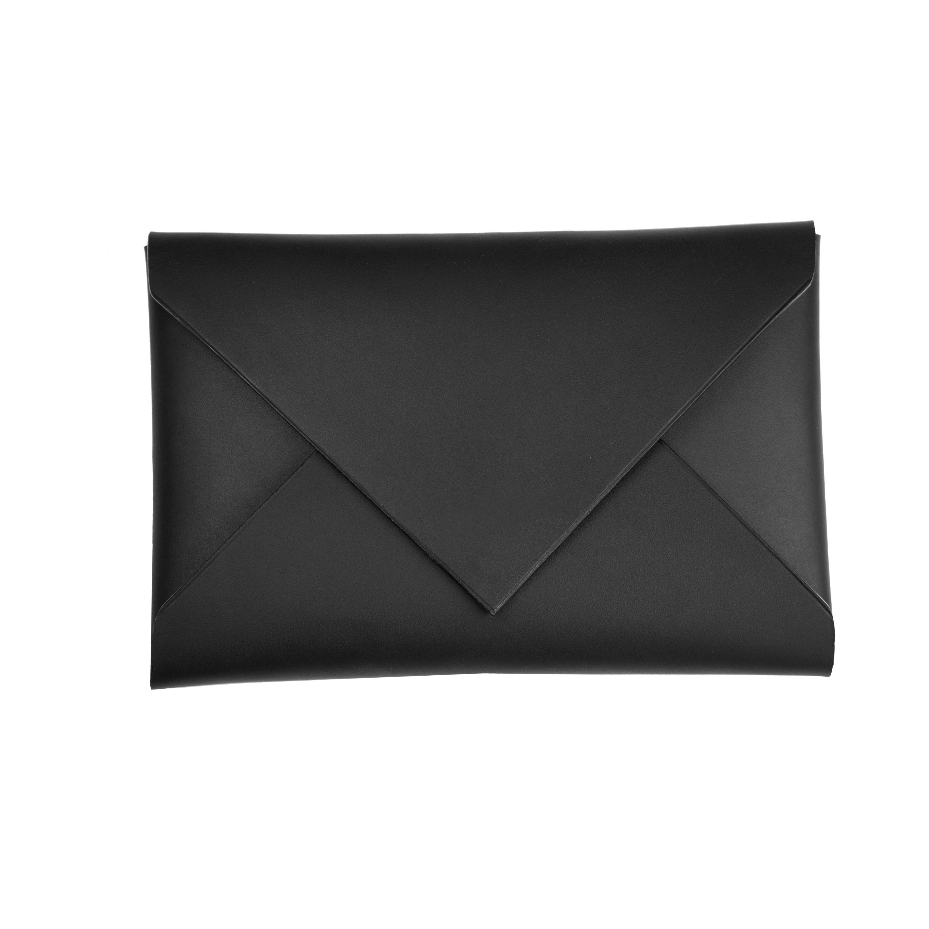 Black Leather Envelope - PRESTIGE CREATIONS FACTORY | CUSTOM BAGS ...