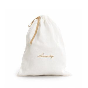 Custom embroidery linen drawstring bag for laundry