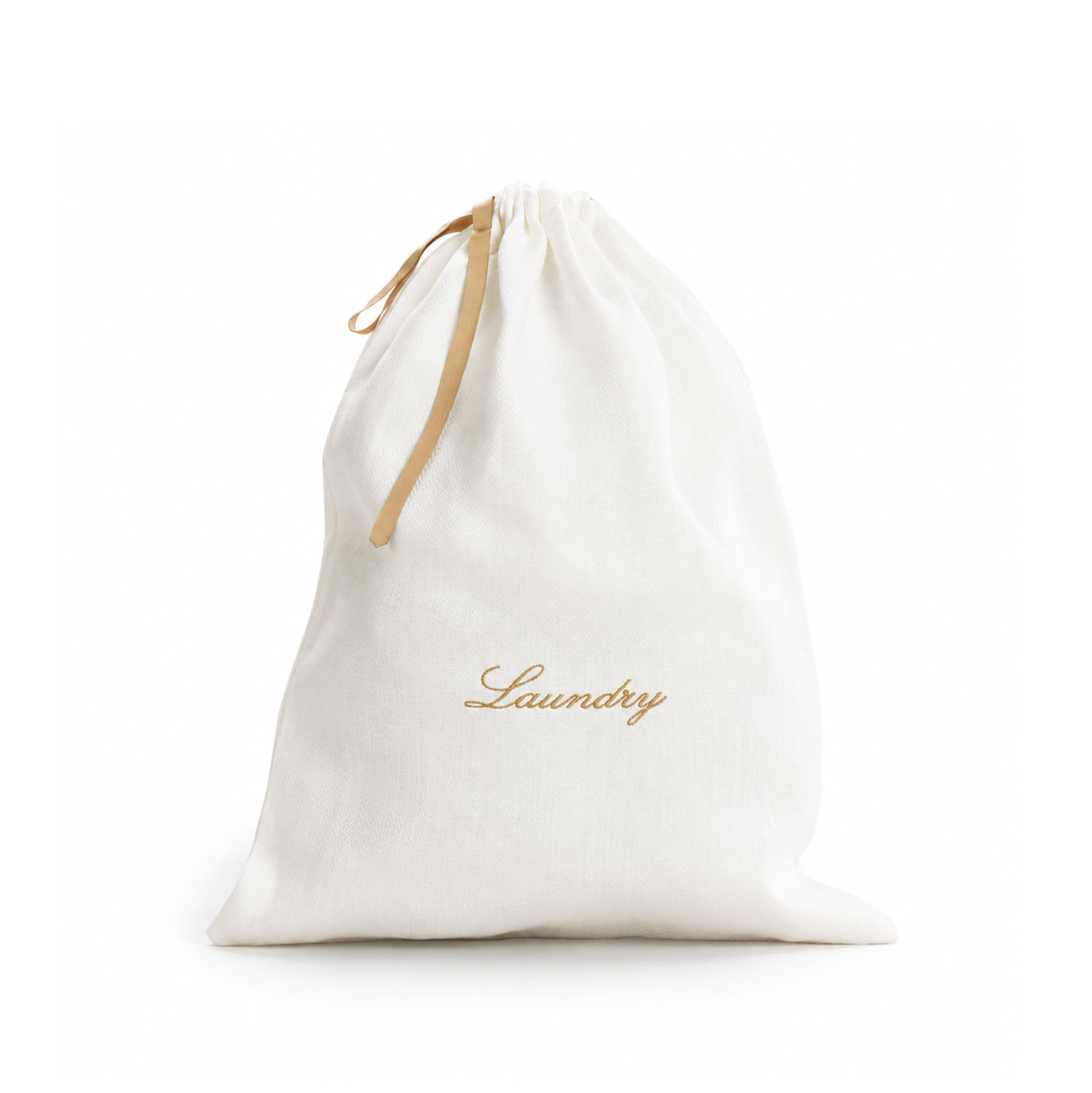 Custom embroidery linen drawstring bag for laundry