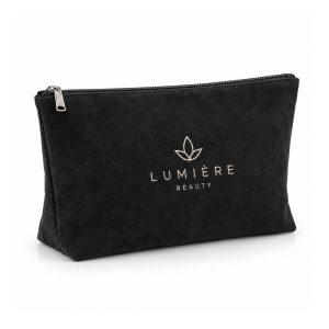 custom embroidery suede cosmetic bag